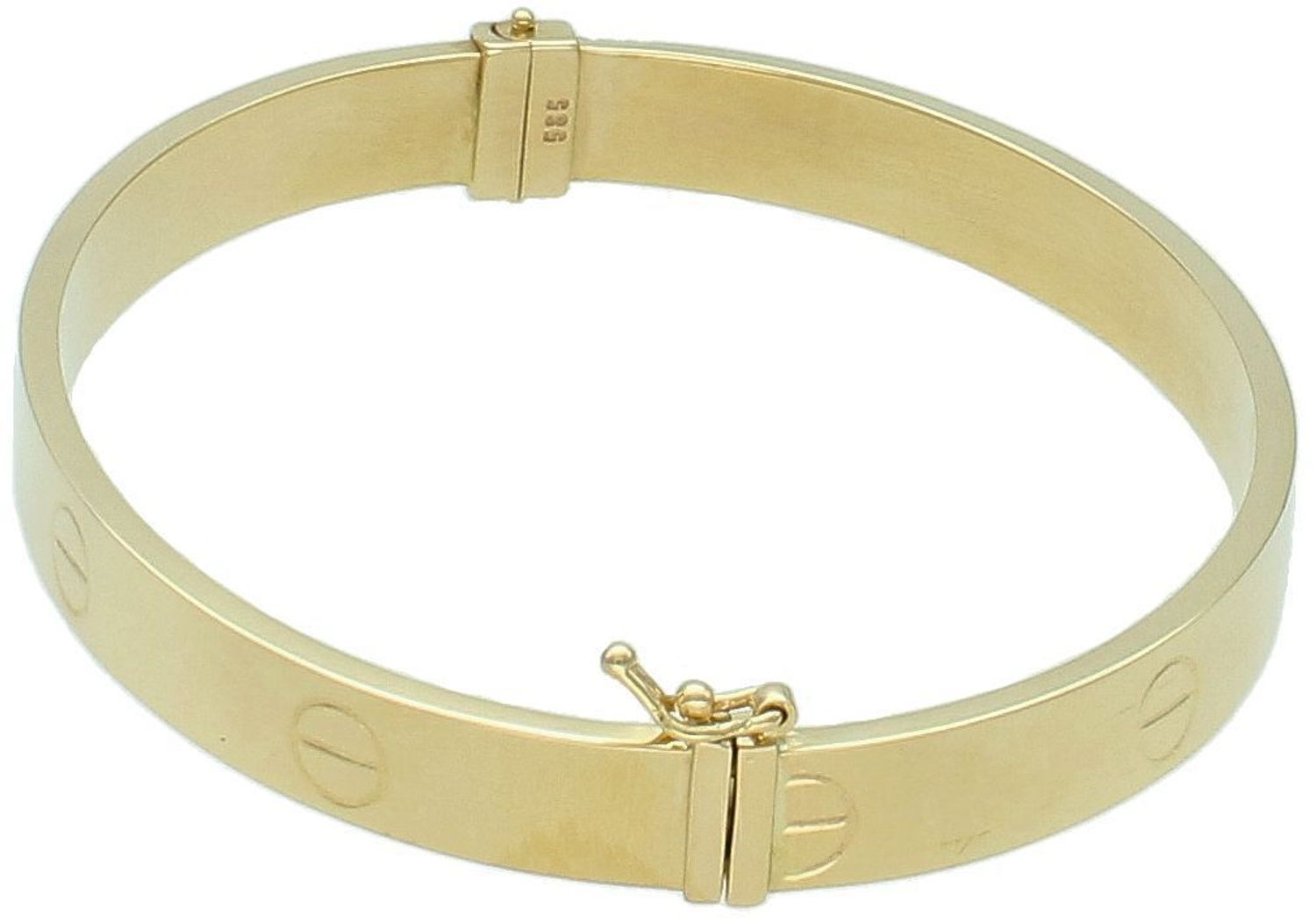 Sztywna złota bransoletka 'gładki połysk złota' Gwóźdź ala Cartier 6mm.jpg